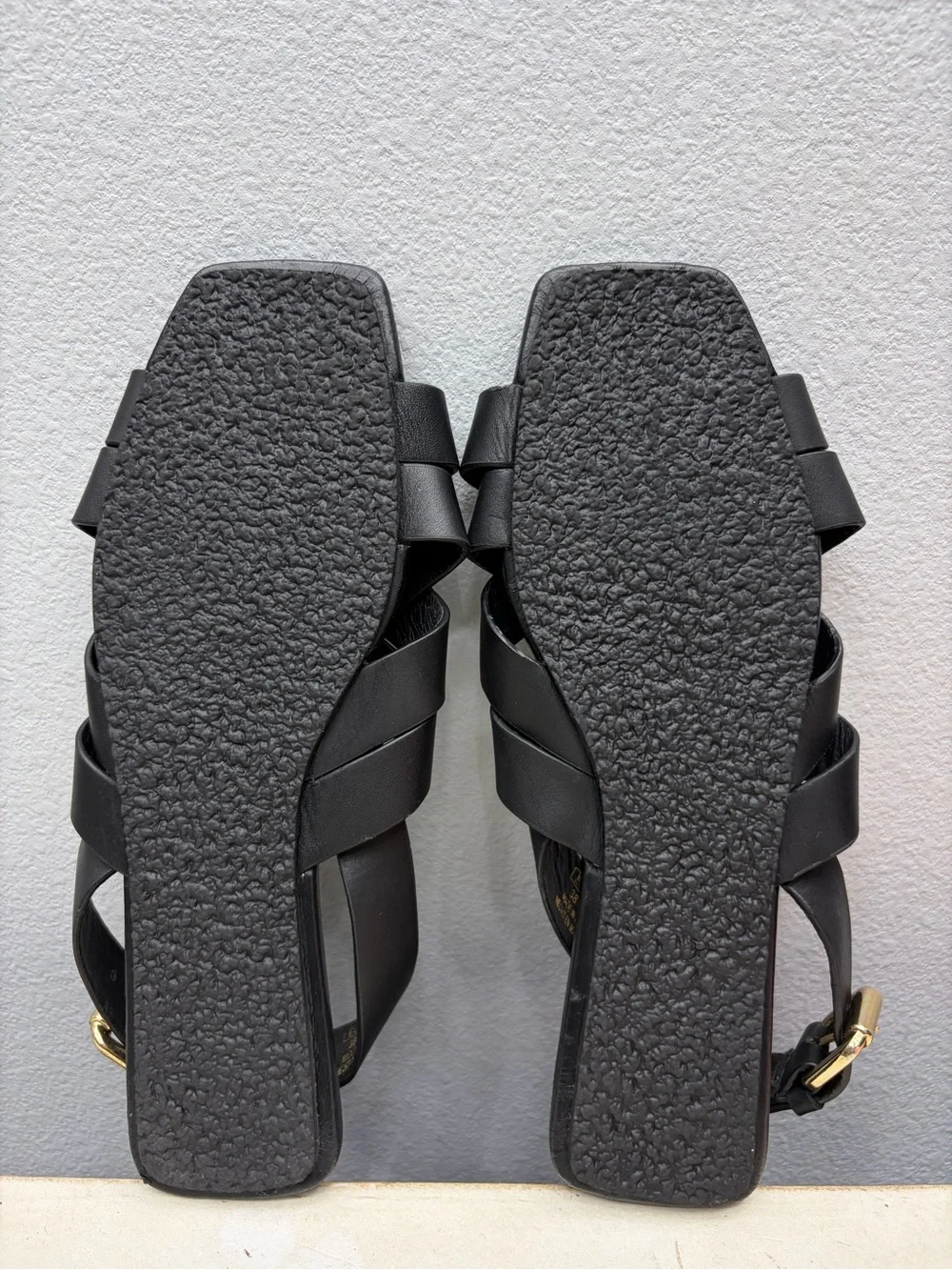 Zara Black Leather Strappy Leather Sandals Size 38 - Picture 6 of 7